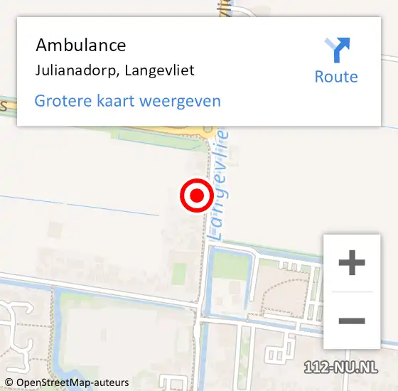 Locatie op kaart van de 112 melding: Ambulance Julianadorp, Langevliet op 10 november 2023 16:20