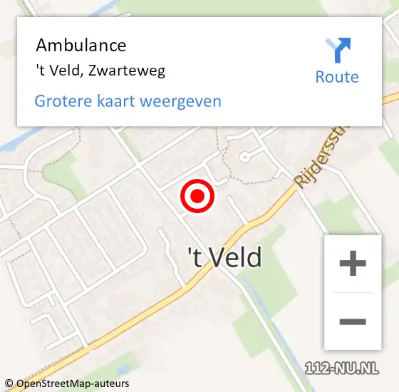 Locatie op kaart van de 112 melding: Ambulance 't Veld, Zwarteweg op 10 november 2023 16:29