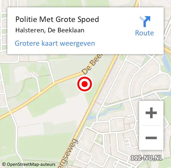 Locatie op kaart van de 112 melding: Politie Met Grote Spoed Naar Halsteren, De Beeklaan op 10 november 2023 17:42