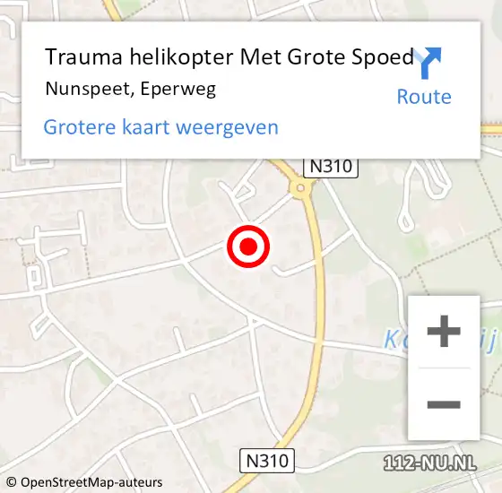 Locatie op kaart van de 112 melding: Trauma helikopter Met Grote Spoed Naar Nunspeet, Eperweg op 10 november 2023 17:59