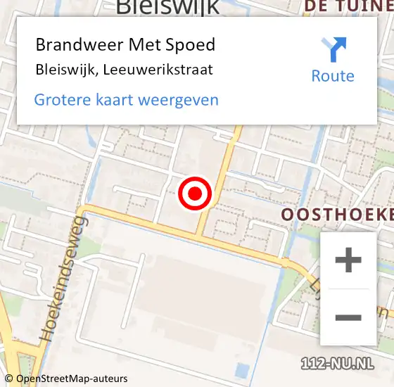 Locatie op kaart van de 112 melding: Brandweer Met Spoed Naar Bleiswijk, Leeuwerikstraat op 10 november 2023 18:41