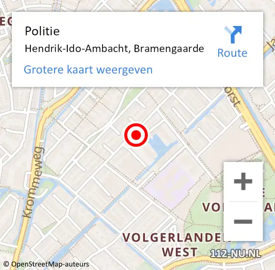 Locatie op kaart van de 112 melding: Politie Hendrik-Ido-Ambacht, Bramengaarde op 10 november 2023 19:24