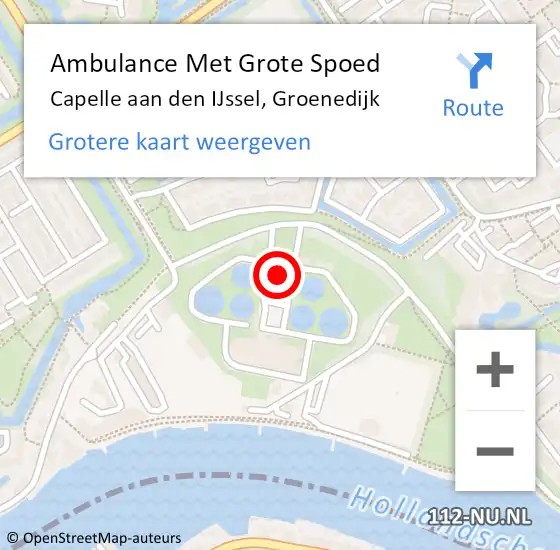 Locatie op kaart van de 112 melding: Ambulance Met Grote Spoed Naar Capelle aan den IJssel, Groenedijk op 10 november 2023 19:27