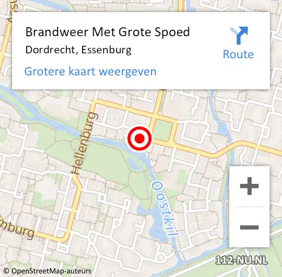 Locatie op kaart van de 112 melding: Brandweer Met Grote Spoed Naar Dordrecht, Essenburg op 10 november 2023 20:11