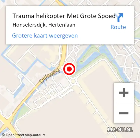 Locatie op kaart van de 112 melding: Trauma helikopter Met Grote Spoed Naar Honselersdijk, Hertenlaan op 10 november 2023 21:51