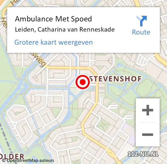 Locatie op kaart van de 112 melding: Ambulance Met Spoed Naar Leiden, Catharina van Renneskade op 10 november 2023 22:38