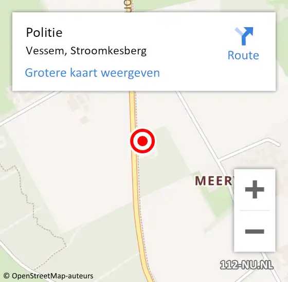 Locatie op kaart van de 112 melding: Politie Vessem, Stroomkesberg op 10 november 2023 22:50