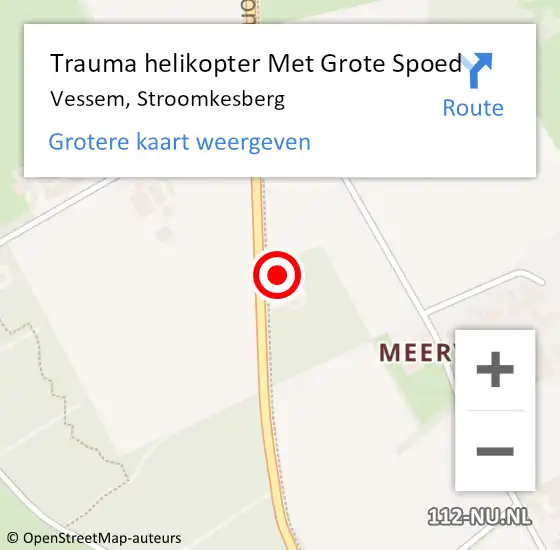 Locatie op kaart van de 112 melding: Trauma helikopter Met Grote Spoed Naar Vessem, Stroomkesberg op 10 november 2023 23:01