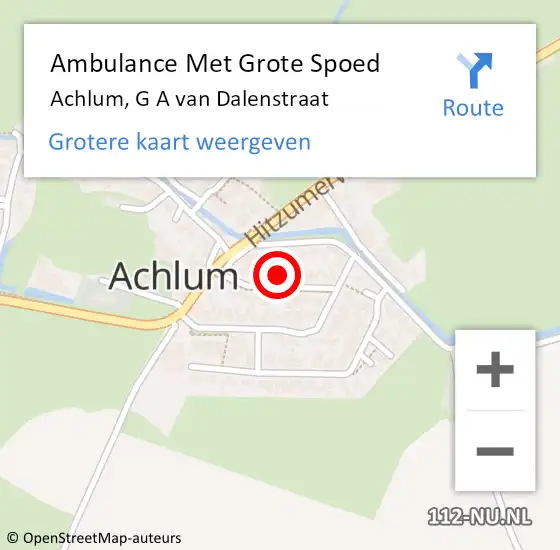 Locatie op kaart van de 112 melding: Ambulance Met Grote Spoed Naar Achlum, G A van Dalenstraat op 10 november 2023 23:33