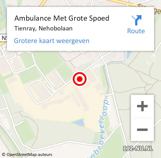 Locatie op kaart van de 112 melding: Ambulance Met Grote Spoed Naar Tienray, Nehobolaan op 10 november 2023 23:34