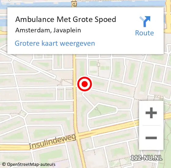 Locatie op kaart van de 112 melding: Ambulance Met Grote Spoed Naar Amsterdam, Javaplein op 11 november 2023 00:03