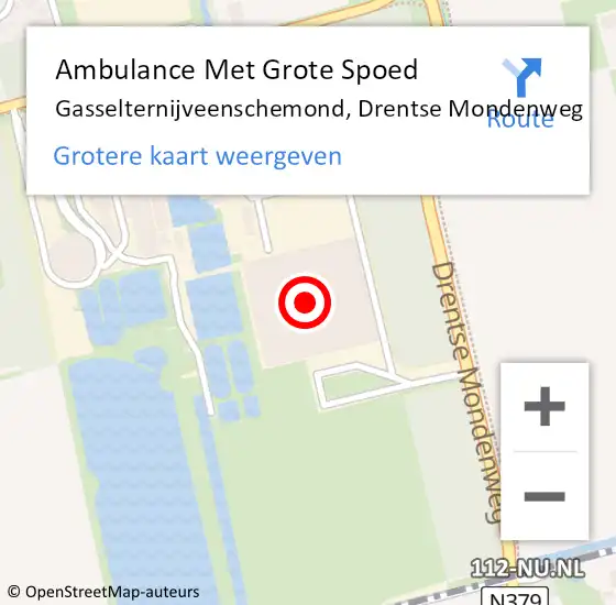 Locatie op kaart van de 112 melding: Ambulance Met Grote Spoed Naar Gasselternijveenschemond, Drentse Mondenweg op 11 november 2023 01:28