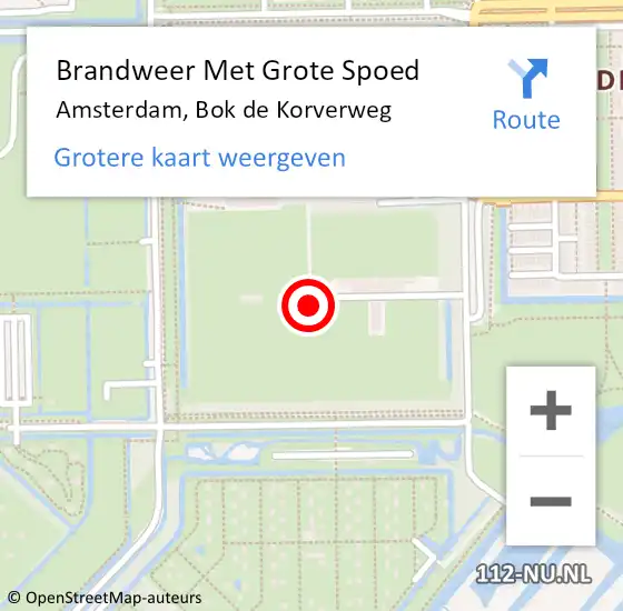 Locatie op kaart van de 112 melding: Brandweer Met Grote Spoed Naar Amsterdam, Bok de Korverweg op 11 november 2023 02:00