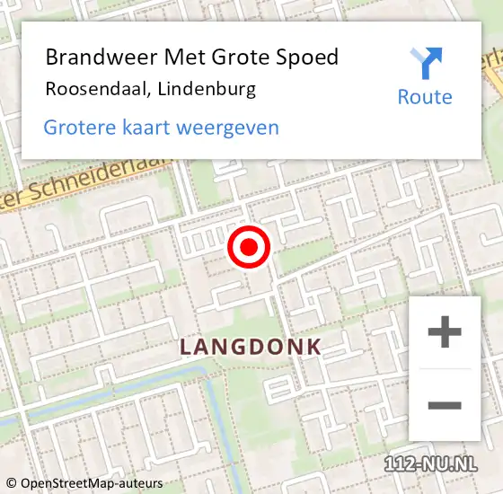 Locatie op kaart van de 112 melding: Brandweer Met Grote Spoed Naar Roosendaal, Lindenburg op 11 november 2023 06:35