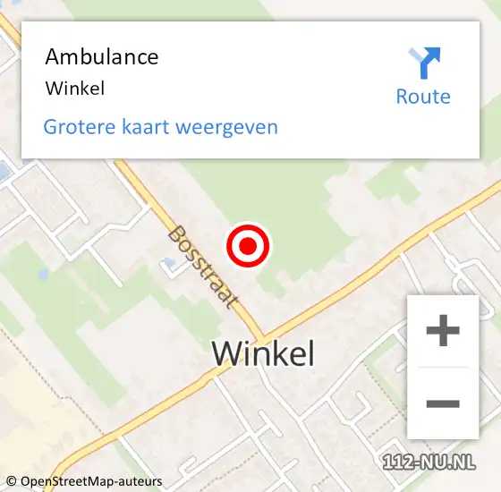 Locatie op kaart van de 112 melding: Ambulance Winkel op 11 november 2023 06:43