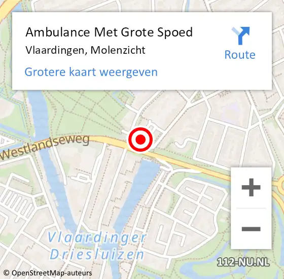 Locatie op kaart van de 112 melding: Ambulance Met Grote Spoed Naar Vlaardingen, Molenzicht op 11 november 2023 06:51