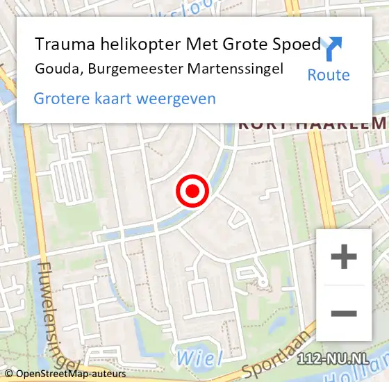 Locatie op kaart van de 112 melding: Trauma helikopter Met Grote Spoed Naar Gouda, Burgemeester Martenssingel op 11 november 2023 07:52