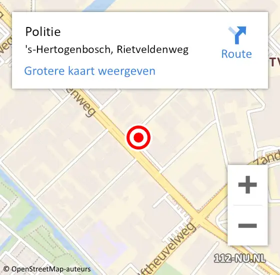 Locatie op kaart van de 112 melding: Politie 's-Hertogenbosch, Rietveldenweg op 11 november 2023 09:36