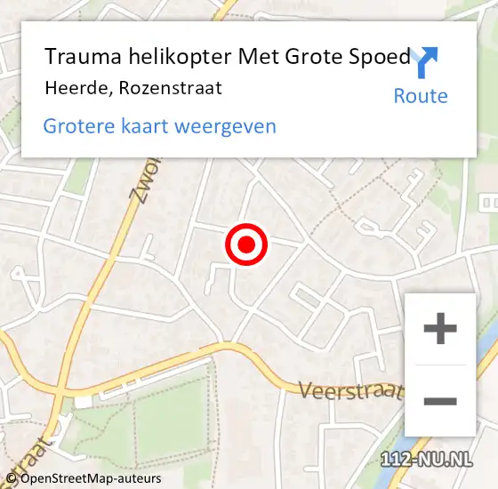 Locatie op kaart van de 112 melding: Trauma helikopter Met Grote Spoed Naar Heerde, Rozenstraat op 11 november 2023 09:48
