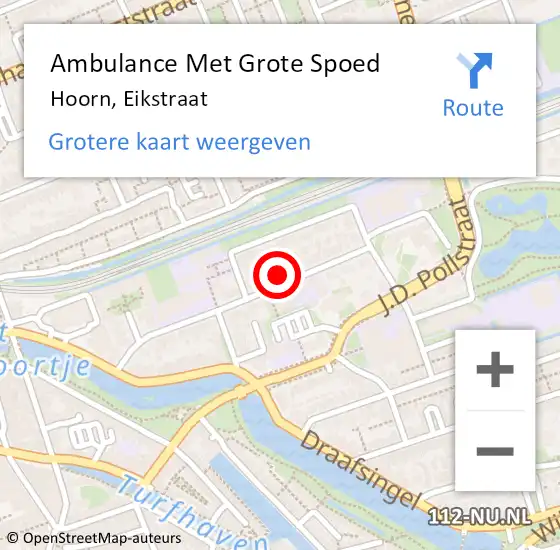 Locatie op kaart van de 112 melding: Ambulance Met Grote Spoed Naar Hoorn, Eikstraat op 11 november 2023 10:14