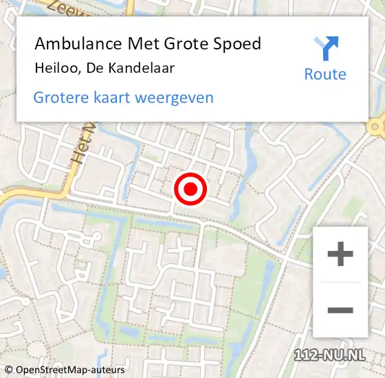 Locatie op kaart van de 112 melding: Ambulance Met Grote Spoed Naar Heiloo, De Kandelaar op 11 november 2023 12:05