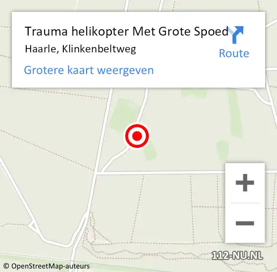 Locatie op kaart van de 112 melding: Trauma helikopter Met Grote Spoed Naar Haarle, Klinkenbeltweg op 11 november 2023 12:10