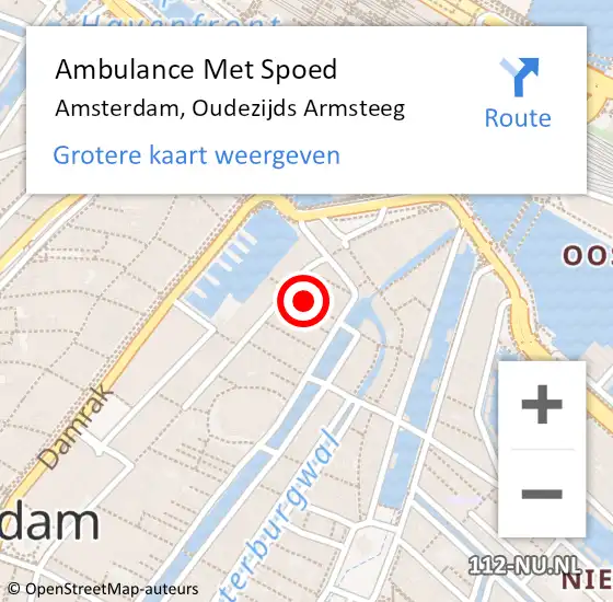 Locatie op kaart van de 112 melding: Ambulance Met Spoed Naar Amsterdam, Oudezijds Armsteeg op 11 november 2023 12:44