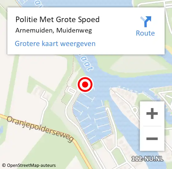 Locatie op kaart van de 112 melding: Politie Met Grote Spoed Naar Arnemuiden, Muidenweg op 11 november 2023 13:29