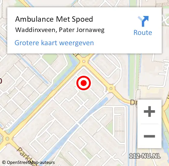 Locatie op kaart van de 112 melding: Ambulance Met Spoed Naar Waddinxveen, Pater Jornaweg op 11 november 2023 13:37