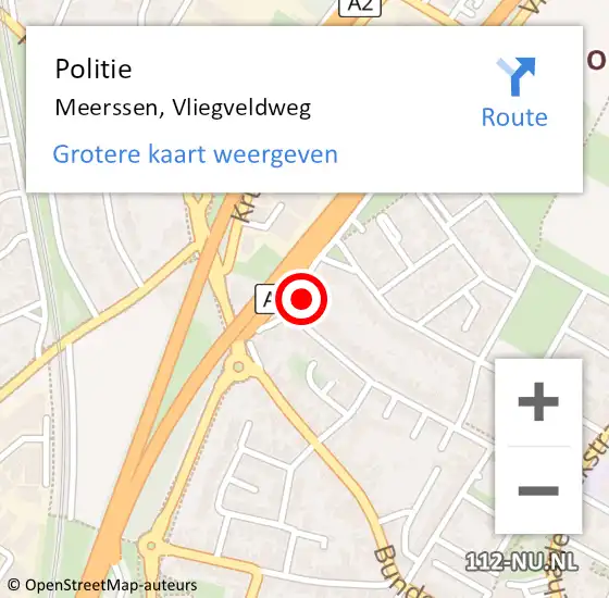 Locatie op kaart van de 112 melding: Politie Meerssen, Vliegveldweg op 11 november 2023 17:12