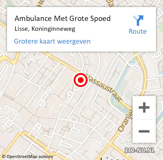 Locatie op kaart van de 112 melding: Ambulance Met Grote Spoed Naar Lisse, Koninginneweg op 11 november 2023 17:29