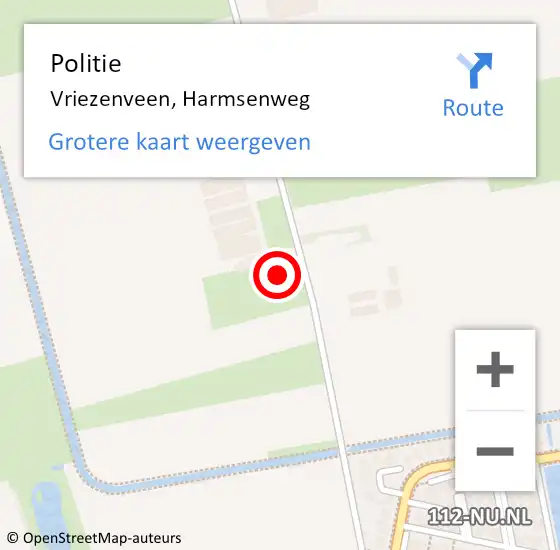 Locatie op kaart van de 112 melding: Politie Vriezenveen, Harmsenweg op 11 november 2023 17:59