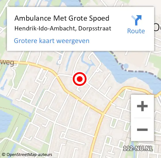 Locatie op kaart van de 112 melding: Ambulance Met Grote Spoed Naar Hendrik-Ido-Ambacht, Dorpsstraat op 11 november 2023 20:43