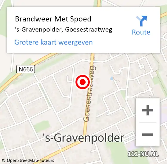Locatie op kaart van de 112 melding: Brandweer Met Spoed Naar 's-Gravenpolder, Goesestraatweg op 11 november 2023 20:51