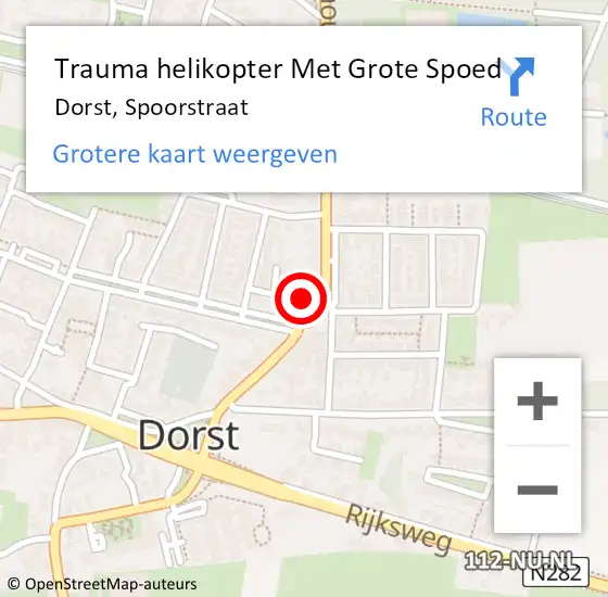 Locatie op kaart van de 112 melding: Trauma helikopter Met Grote Spoed Naar Dorst, Spoorstraat op 11 november 2023 20:52
