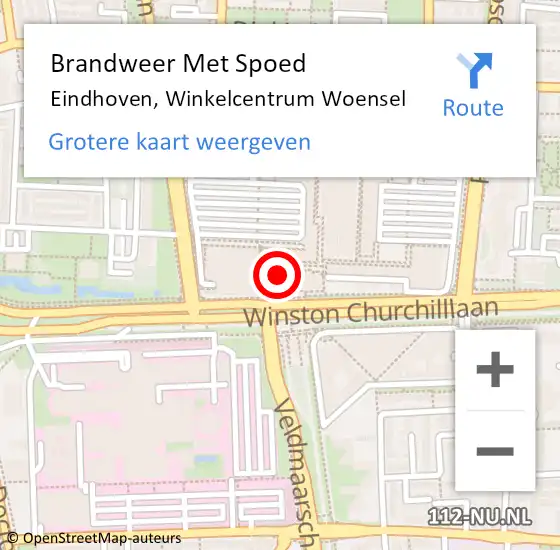 Locatie op kaart van de 112 melding: Brandweer Met Spoed Naar Eindhoven, Winkelcentrum Woensel op 11 november 2023 21:22