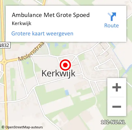 Locatie op kaart van de 112 melding: Ambulance Met Grote Spoed Naar Kerkwijk op 11 november 2023 21:33