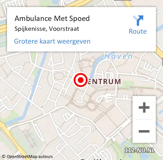 Locatie op kaart van de 112 melding: Ambulance Met Spoed Naar Spijkenisse, Voorstraat op 11 november 2023 21:36