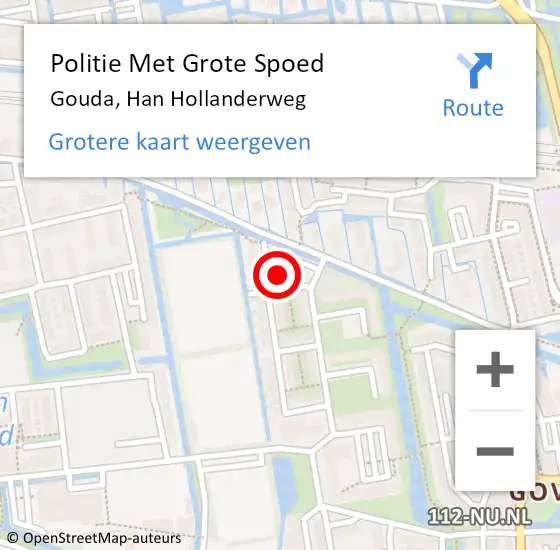 Locatie op kaart van de 112 melding: Politie Met Grote Spoed Naar Gouda, Han Hollanderweg op 11 november 2023 22:30