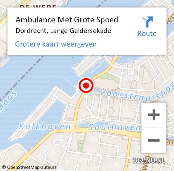 Locatie op kaart van de 112 melding: Ambulance Met Grote Spoed Naar Dordrecht, Lange Geldersekade op 11 november 2023 22:32