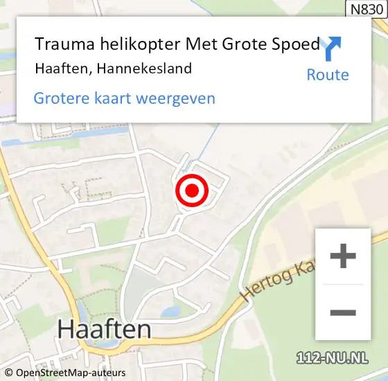 Locatie op kaart van de 112 melding: Trauma helikopter Met Grote Spoed Naar Haaften, Hannekesland op 11 november 2023 23:46