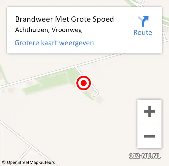 Locatie op kaart van de 112 melding: Brandweer Met Grote Spoed Naar Achthuizen, Vroonweg op 12 november 2023 00:50