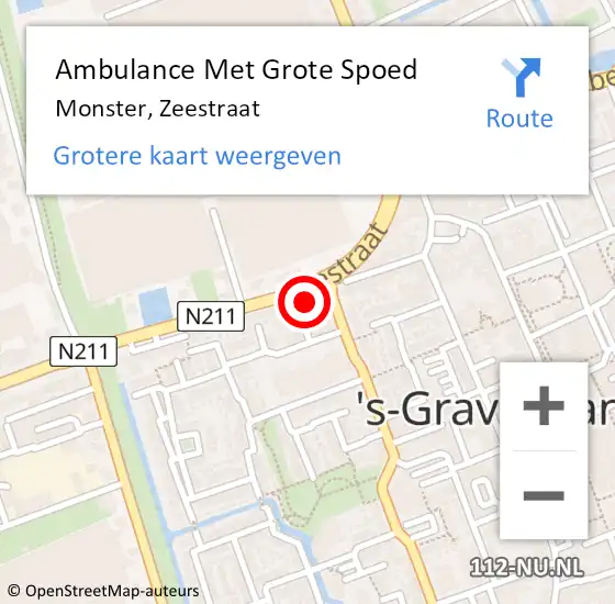 Locatie op kaart van de 112 melding: Ambulance Met Grote Spoed Naar Monster, Zeestraat op 12 november 2023 01:59