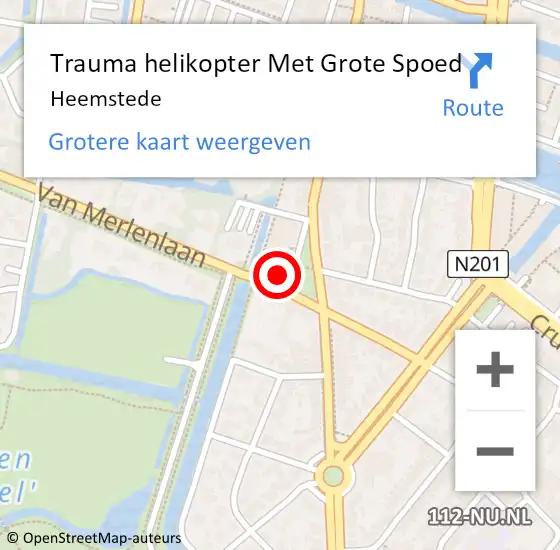 Locatie op kaart van de 112 melding: Trauma helikopter Met Grote Spoed Naar Heemstede op 12 november 2023 03:17
