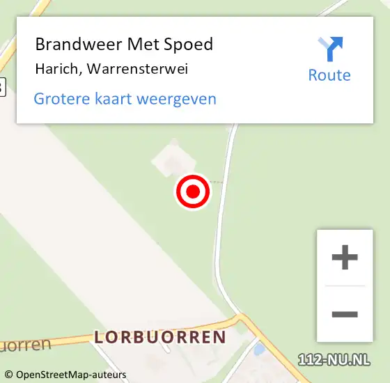 Locatie op kaart van de 112 melding: Brandweer Met Spoed Naar Harich, Warrensterwei op 12 november 2023 04:19