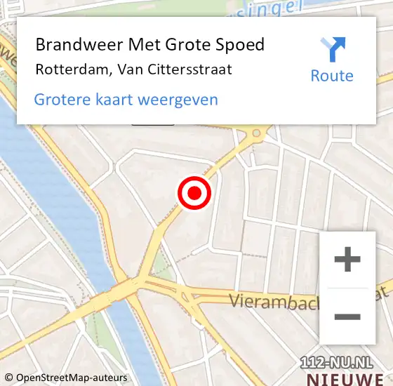Locatie op kaart van de 112 melding: Brandweer Met Grote Spoed Naar Rotterdam, Van Cittersstraat op 12 november 2023 04:20
