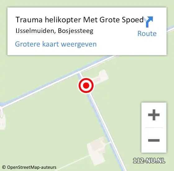 Locatie op kaart van de 112 melding: Trauma helikopter Met Grote Spoed Naar IJsselmuiden, Bosjessteeg op 12 november 2023 08:07