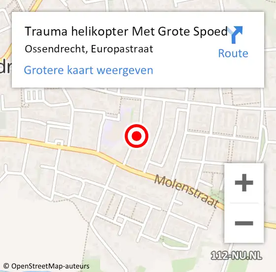 Locatie op kaart van de 112 melding: Trauma helikopter Met Grote Spoed Naar Ossendrecht, Europastraat op 12 november 2023 08:50