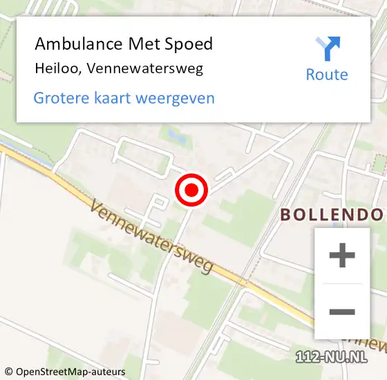 Locatie op kaart van de 112 melding: Ambulance Met Spoed Naar Heiloo, Vennewatersweg op 12 november 2023 09:09
