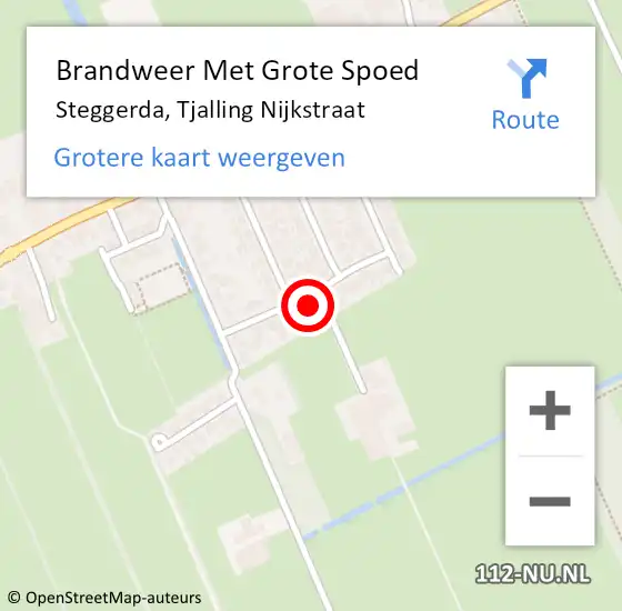 Locatie op kaart van de 112 melding: Brandweer Met Grote Spoed Naar Steggerda, Tjalling Nijkstraat op 12 november 2023 09:19